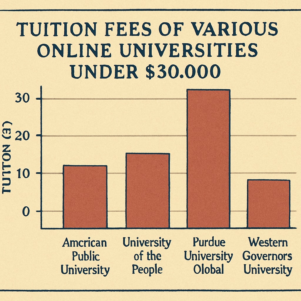 Tuition fee comparison chart for affordable online universities.
