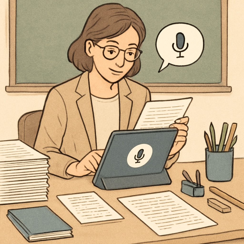 Teacher leveraging WillowVoice speech-to-text technology for student feedback.