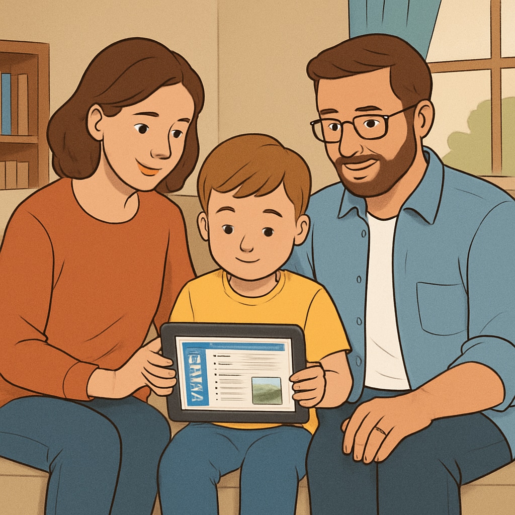 Family supporting early education with free learning websites