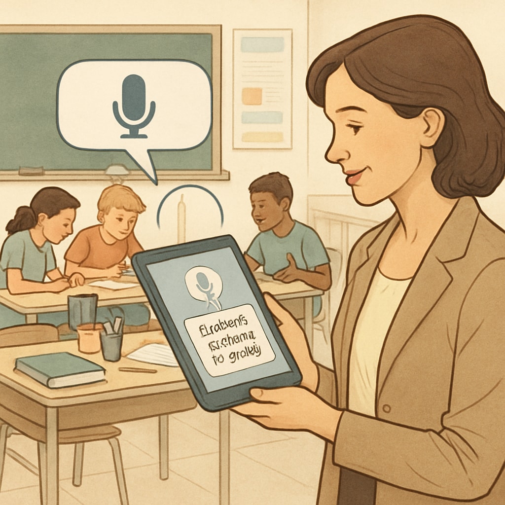 Teacher recording classroom observations with WillowVoice speech-to-text technology.