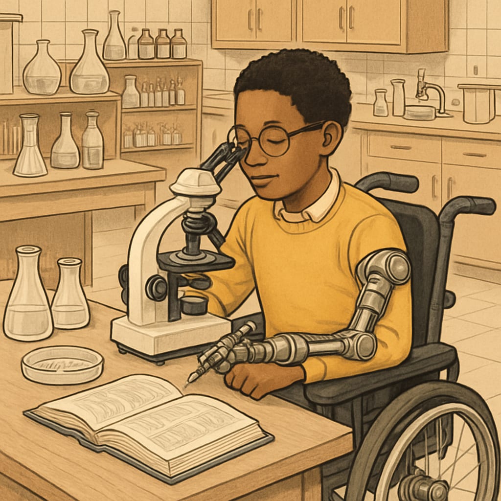 Adaptive medical equipment used by special needs students in education.