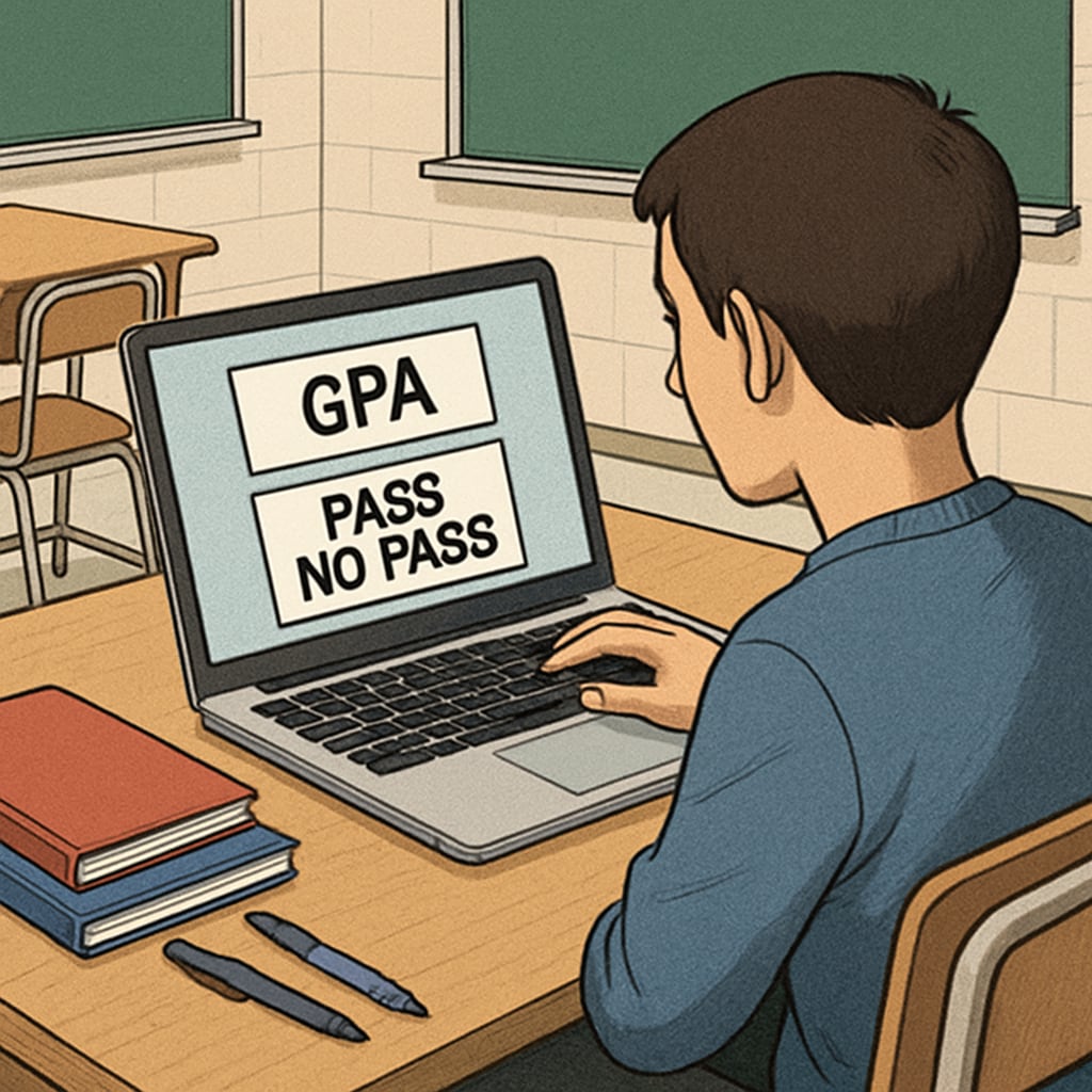 A student evaluating GPA and P/NP grading choices for career planning.