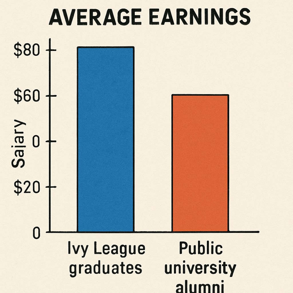 Graph displaying earnings of Ivy League graduates versus public university alumni.