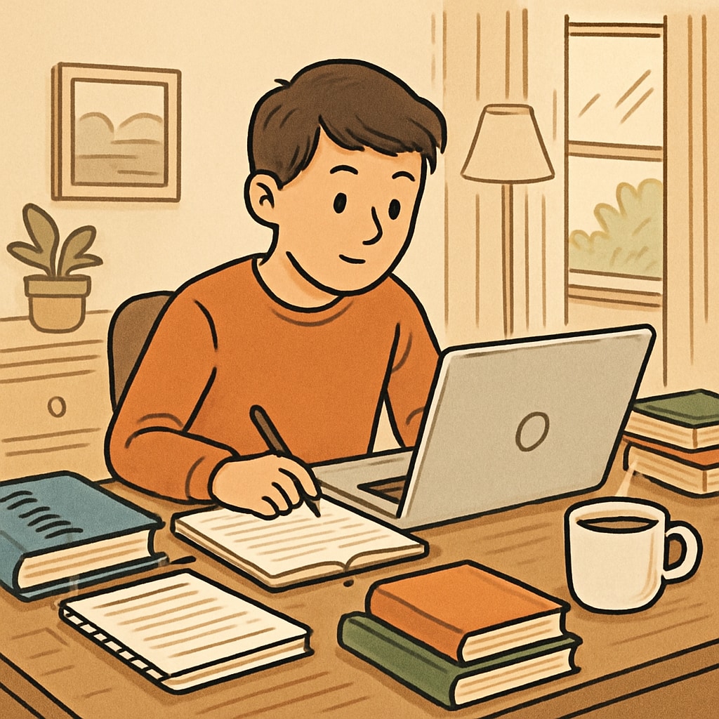Student studying online for GED or high school diploma.