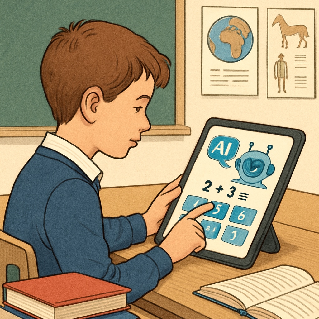 A student engaging with an AI-powered app for personalized learning.