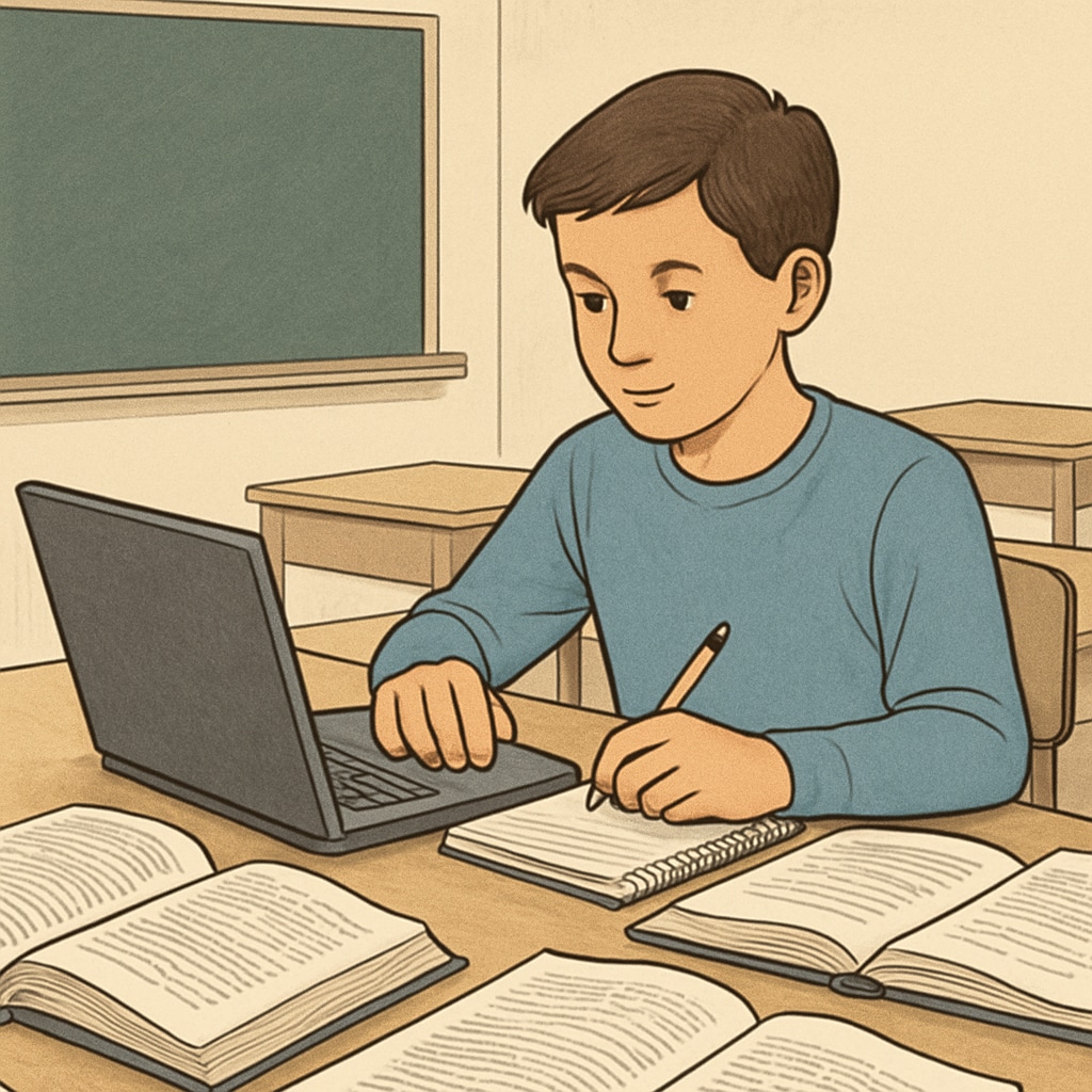 Self-directed learning with a student and laptop.