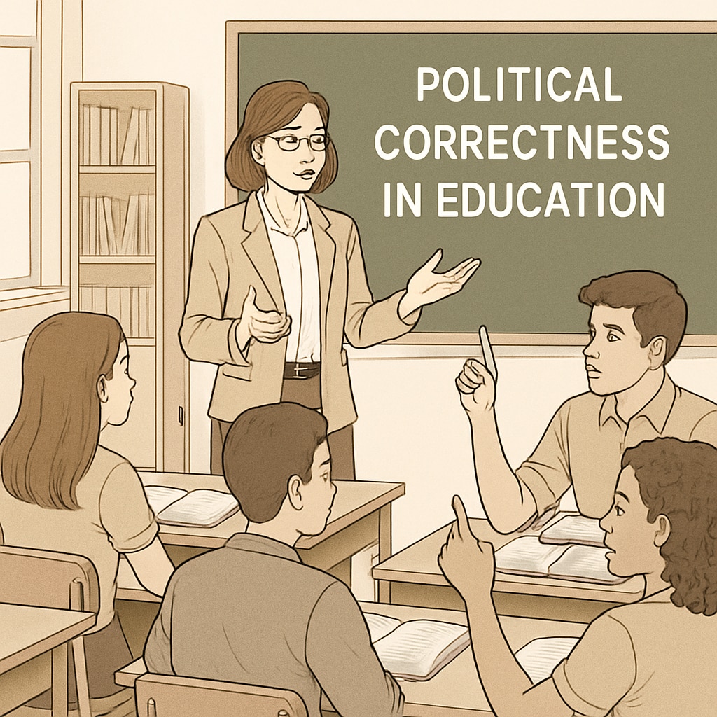 A teacher moderates a debate on political correctness in education.