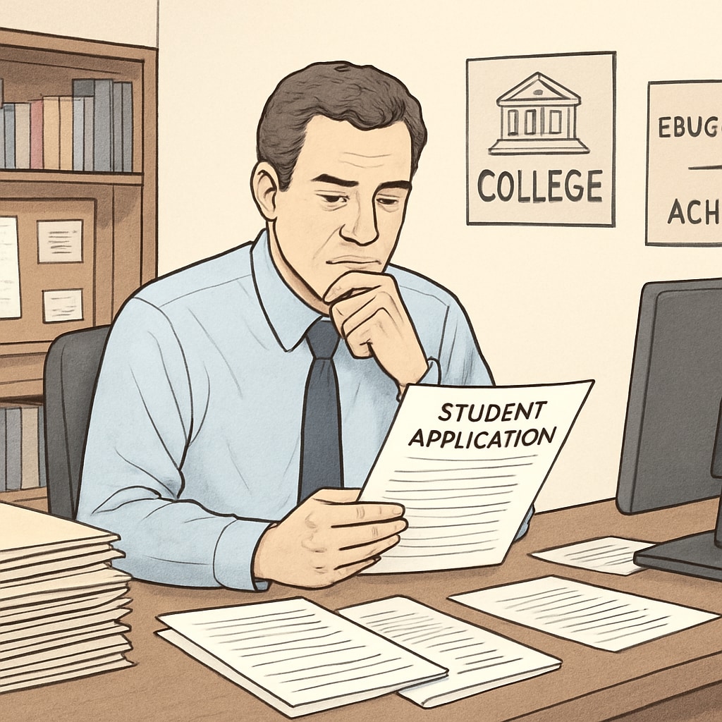 Admissions officer evaluating Harvard applications, considering CALM grades.