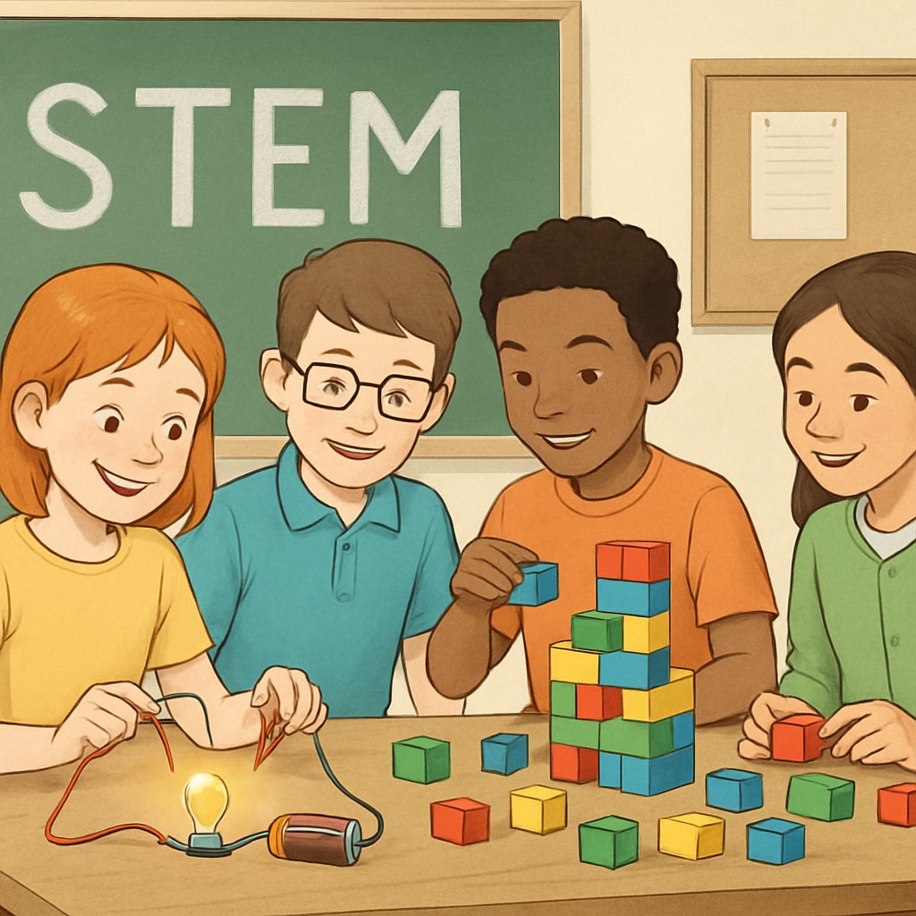 Children in a STEM-focused classroom, illustrating early talents in hands-on learning.