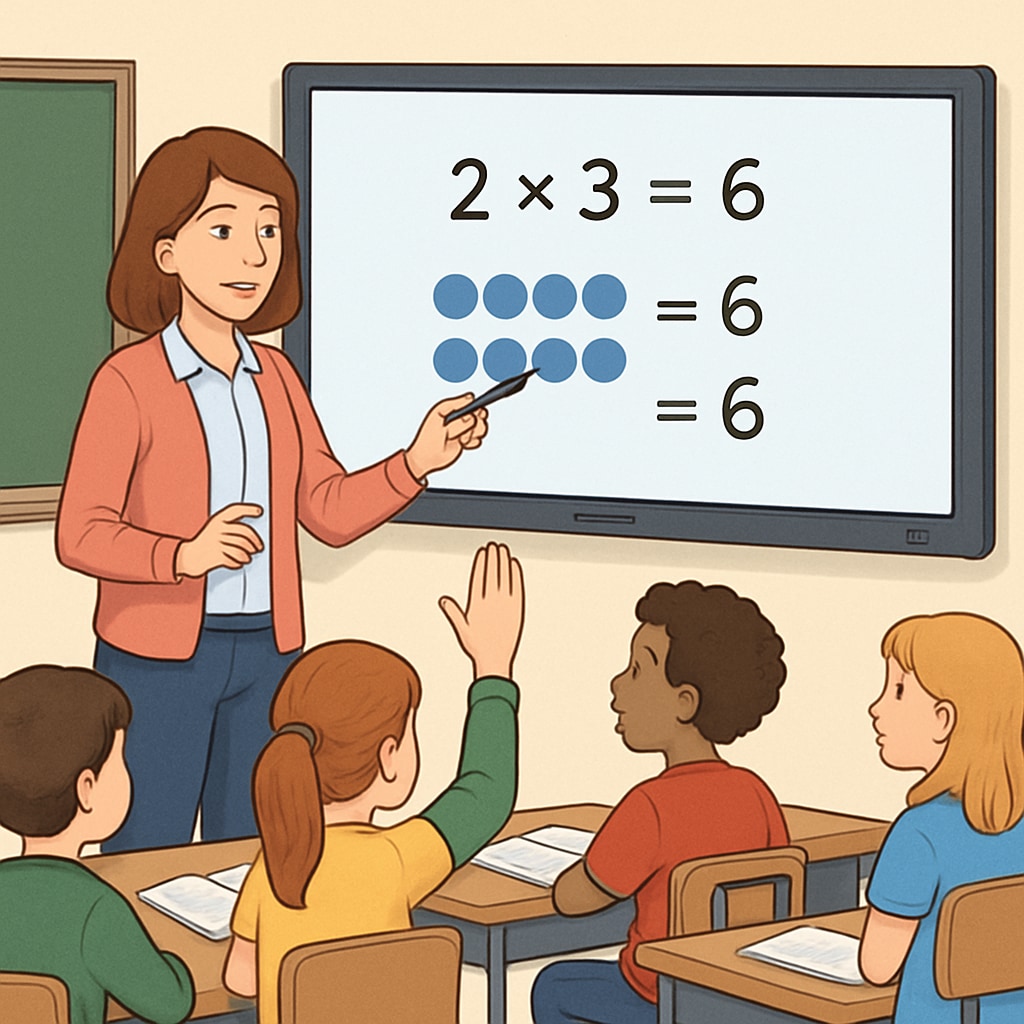 Teacher using a smartboard for interactive engagement in a K12 classroom.