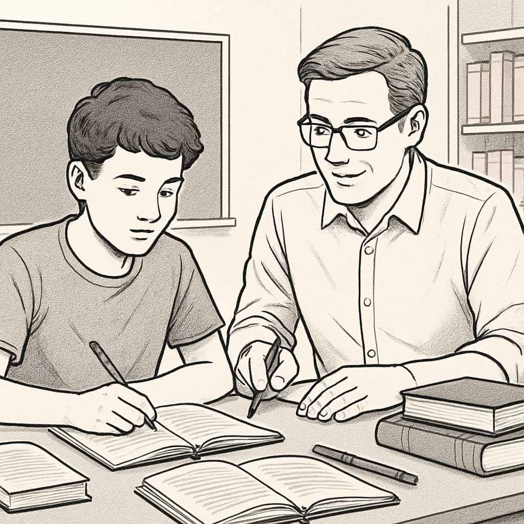 A teenager studying with a tutor, symbolizing education recovery and personalized support in the UK.
