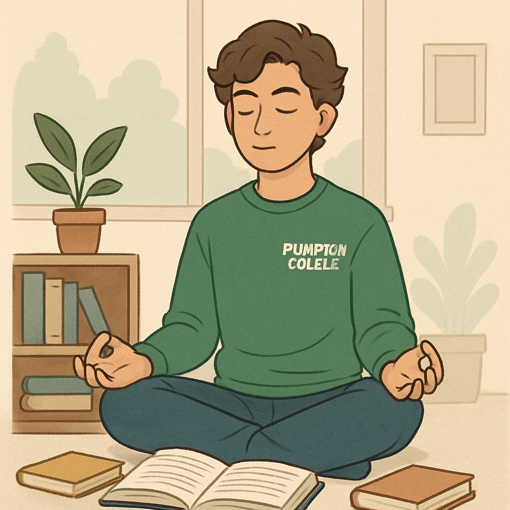 Student practicing mindfulness to balance GCSE preparation and well-being.