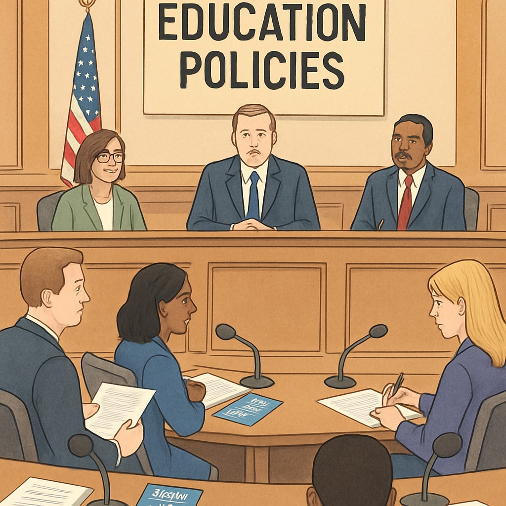 Legislative hearing room discussing public education privatization policies.