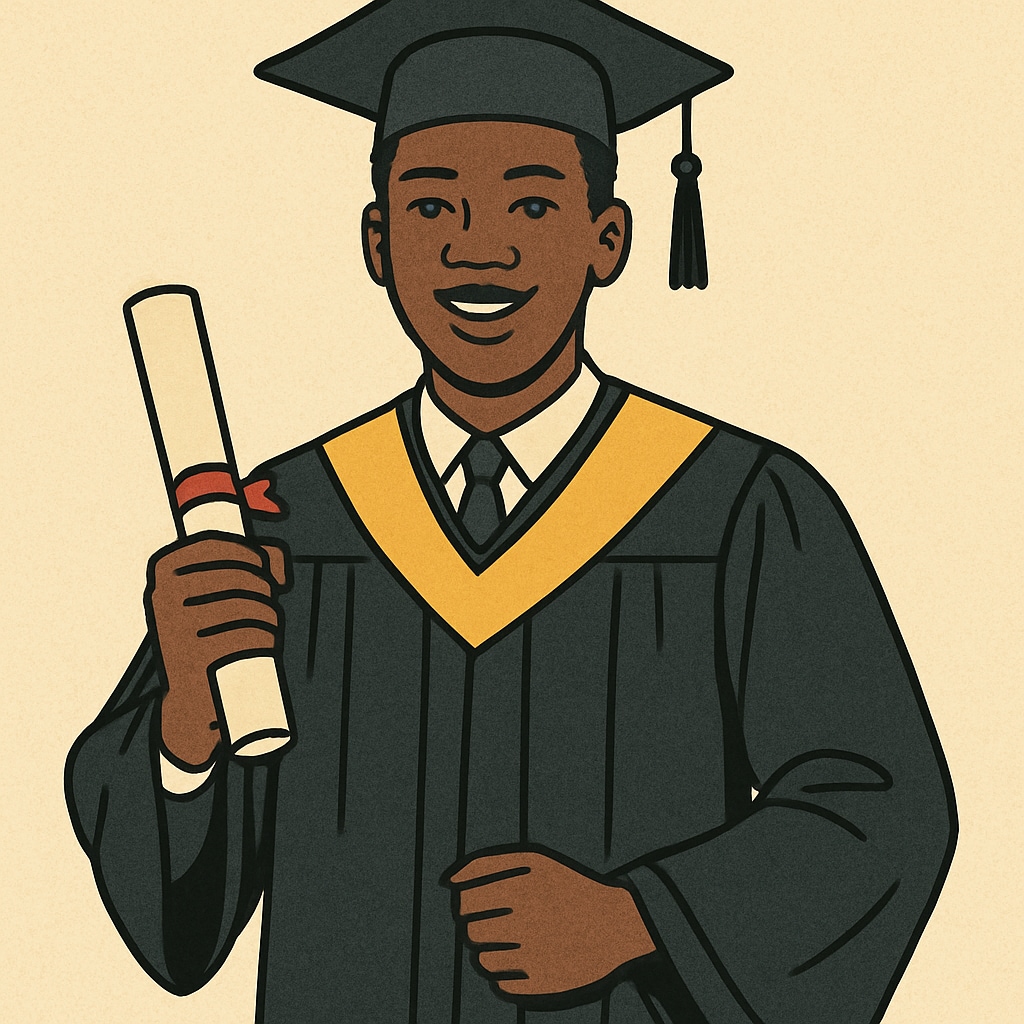 Young Malian graduate with a degree, symbolizing career success.