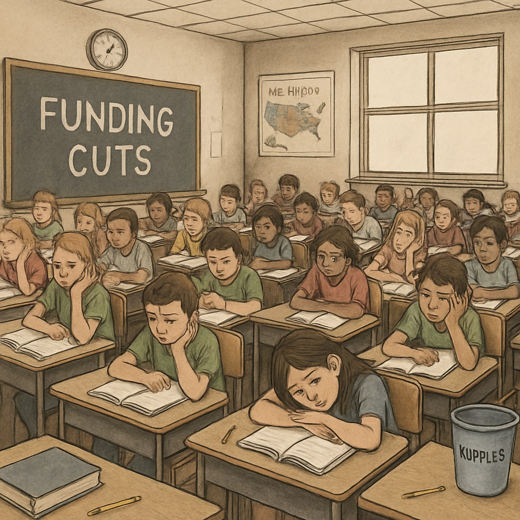 Overcrowded public school classroom showing resource scarcity.