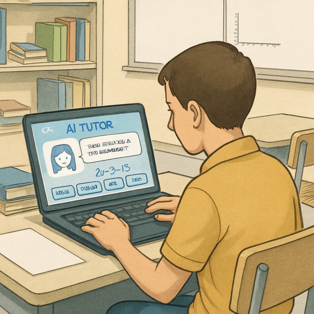 Student working on assignments using AI tools in a classroom setting to illustrate the challenges of academic integrity.