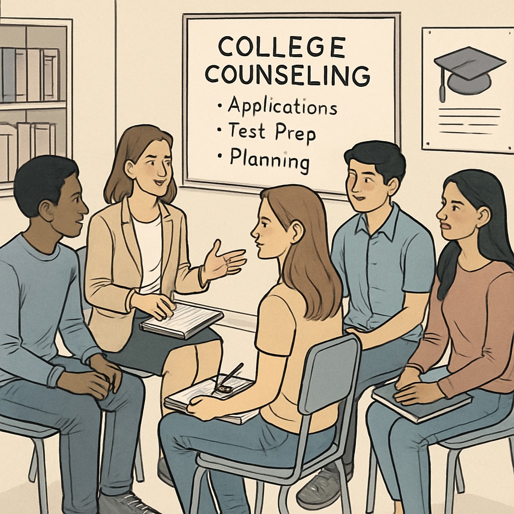 High school students in a counseling session preparing for UC San Diego expansion.