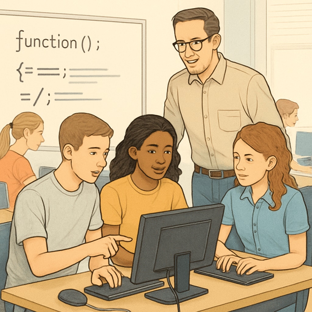 High school students in a coding workshop exploring extracurricular learning resources