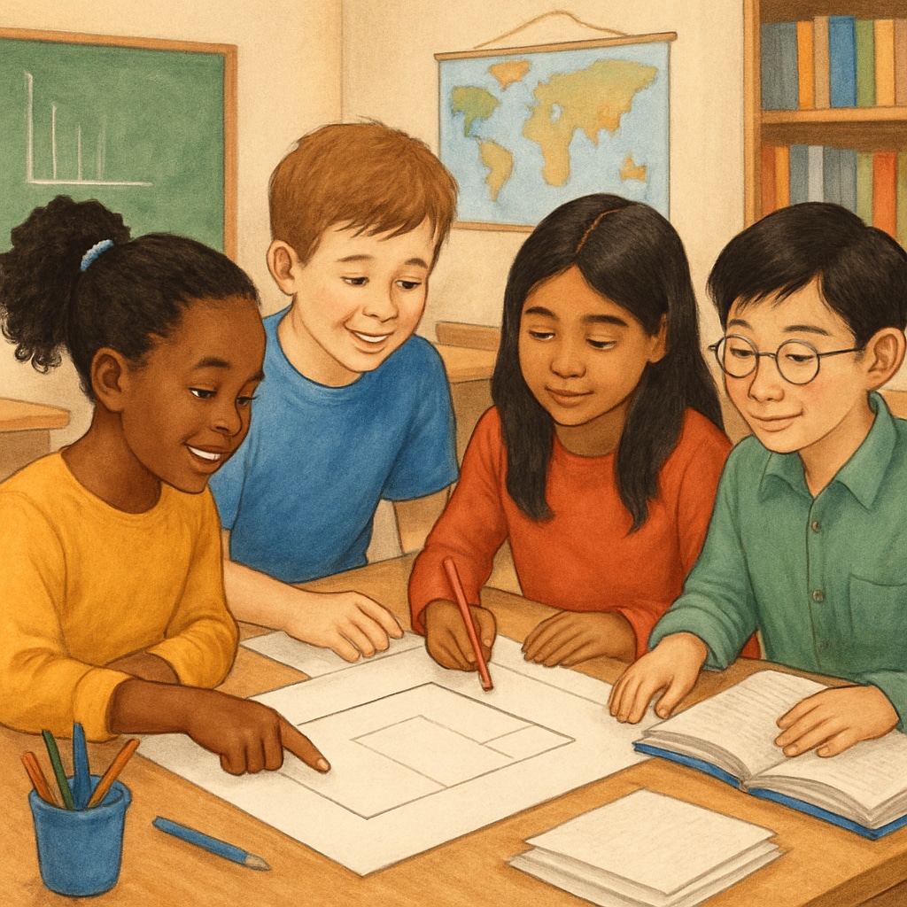 Classroom setting emphasizing inclusivity among students of different economic backgrounds.