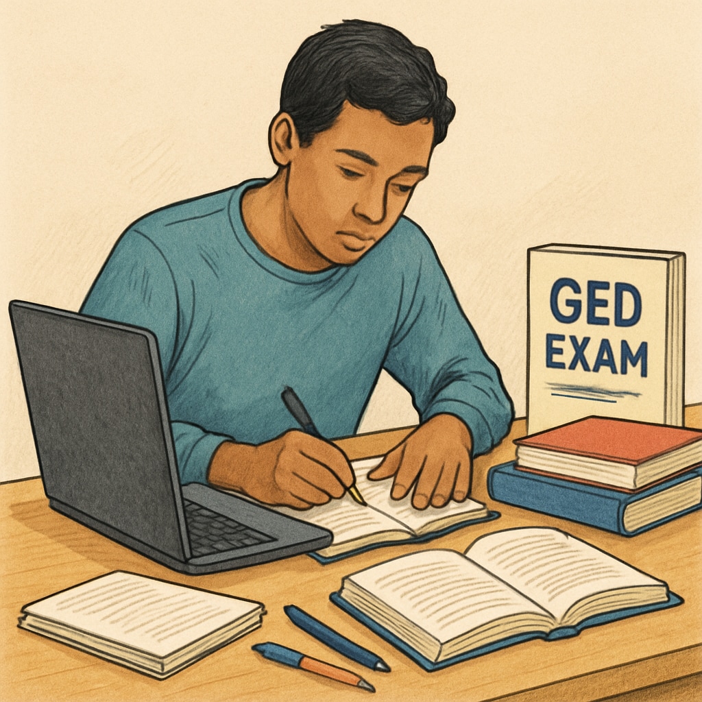 A person preparing for a GED test as an alternative to a high school diploma.