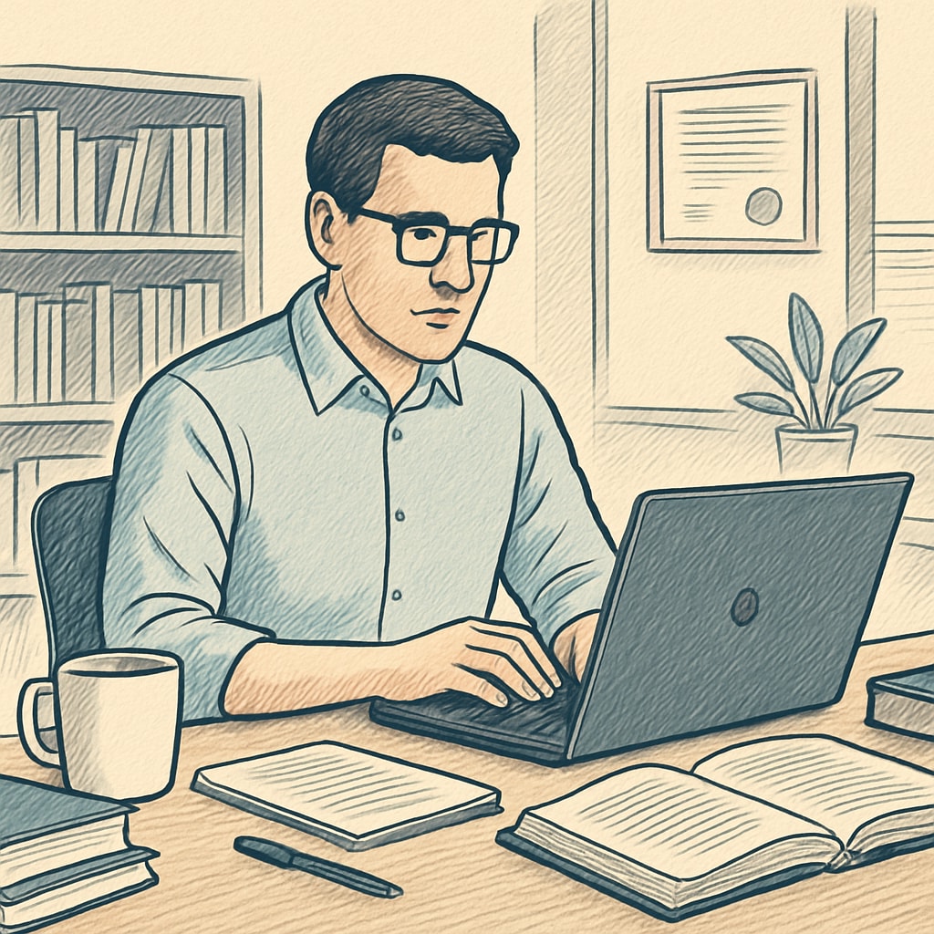 Remote work in higher education professional using a laptop.