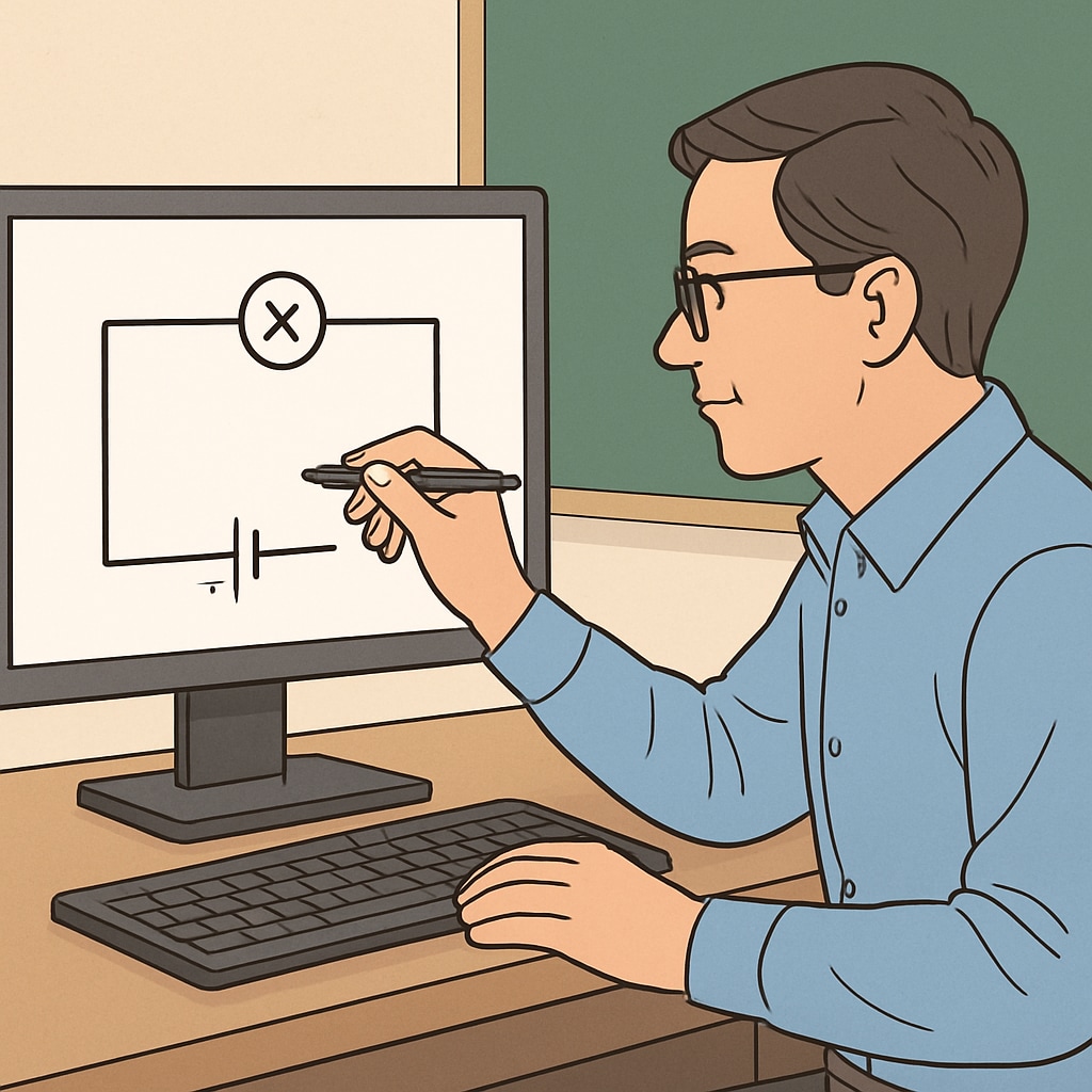 A teacher using a tool to create an experiment diagram for a K12 science lesson.