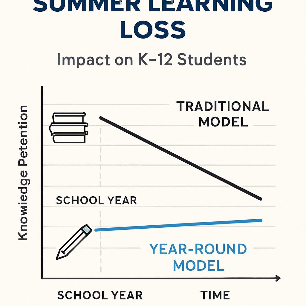 Infographic showing summer learning loss and its impact on K-12 students.