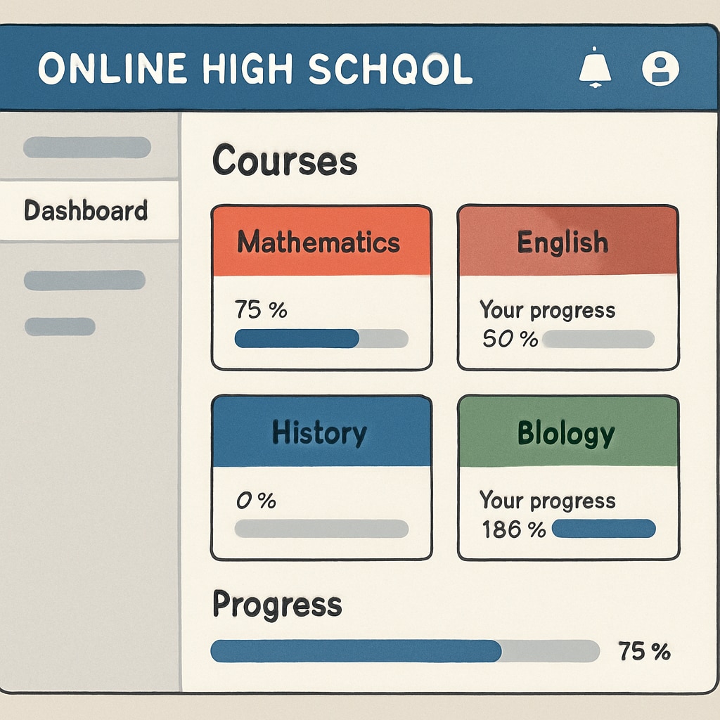 Interface of an online high school program demonstrating course tracking