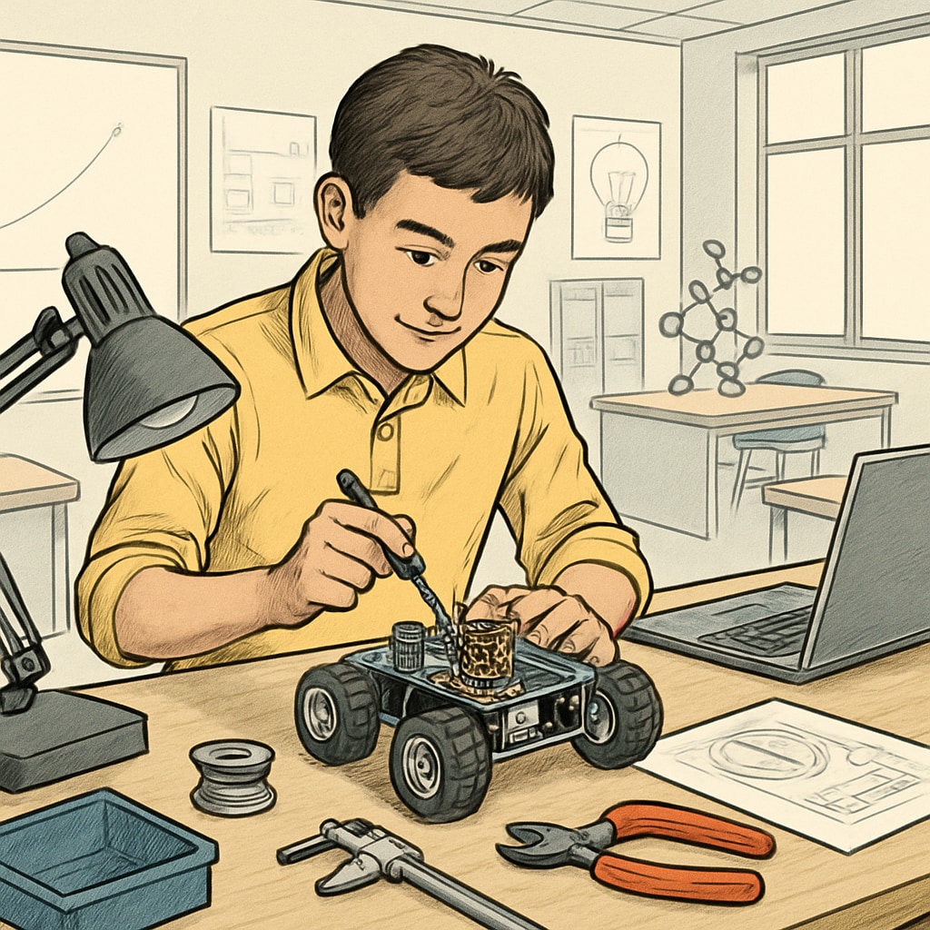 A student working on a STEM project demonstrating ability-centered learning values.