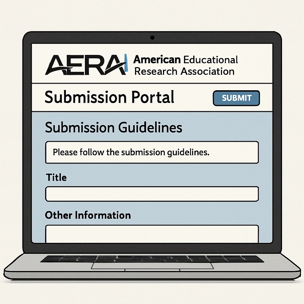 A laptop screen displaying the AERA submission portal.