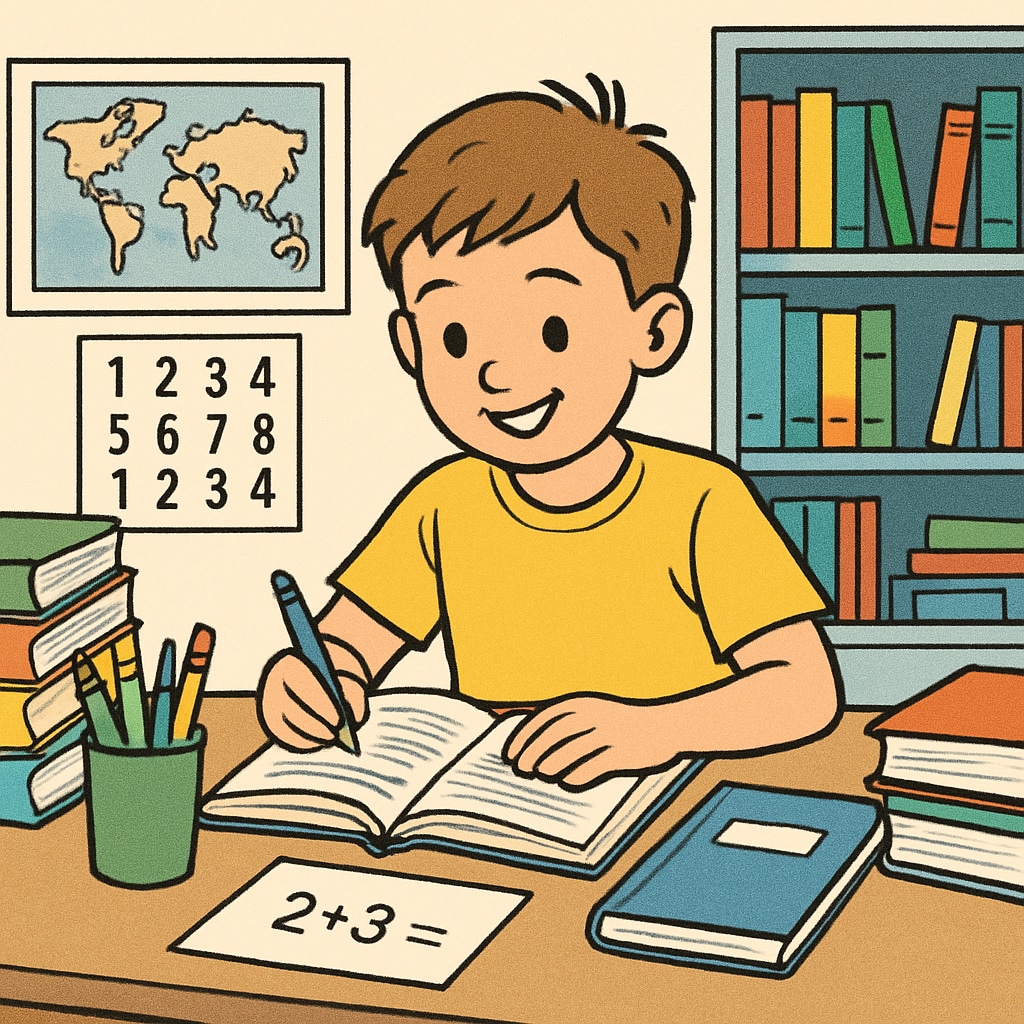 Gifted child studying in a positive learning environment