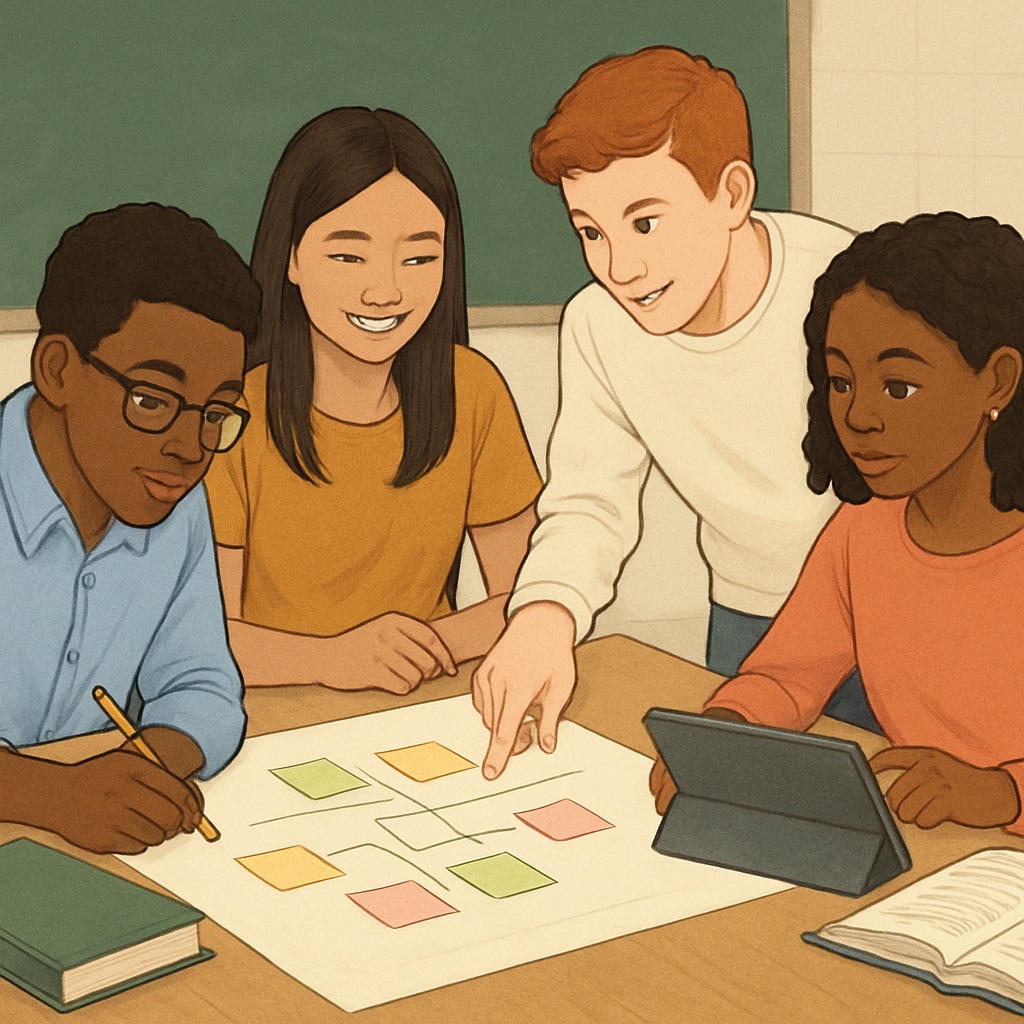 Students collaborating in a classroom to illustrate diverse learning methods.