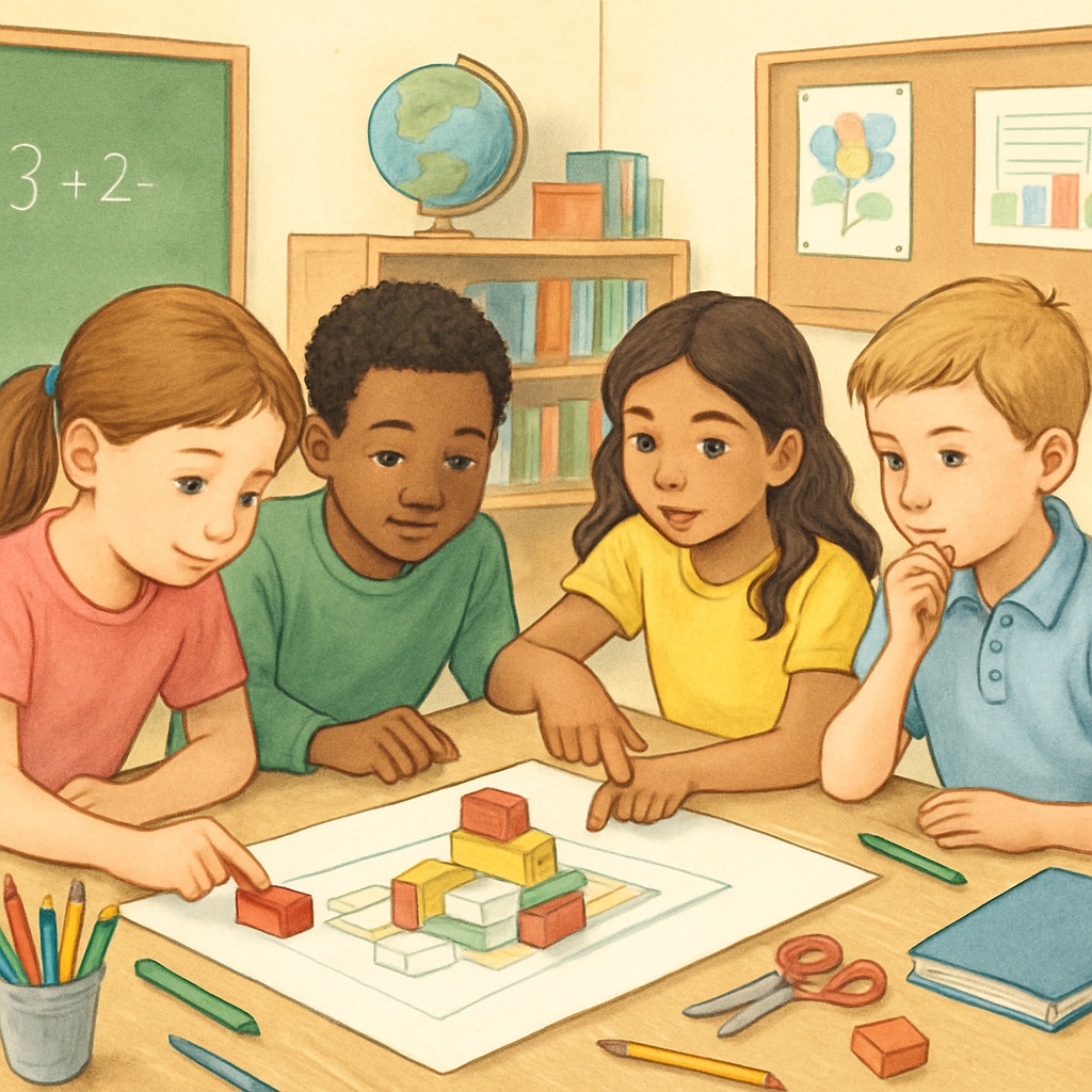 Gifted elementary student collaborating on a creative project