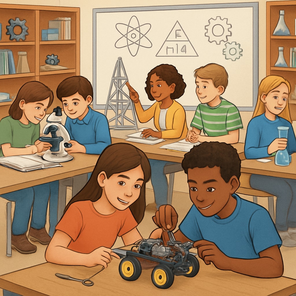 Gifted students in a classroom working on advanced STEM projects