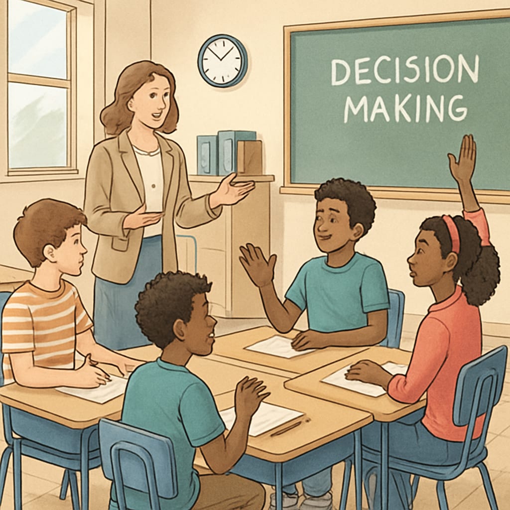 High school students learning decision-making strategies.