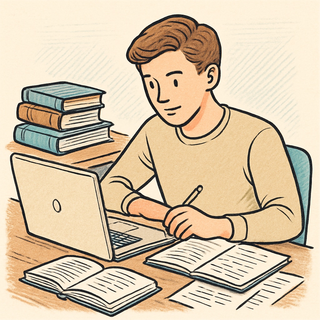 Student studying online for GED or high school diploma.
