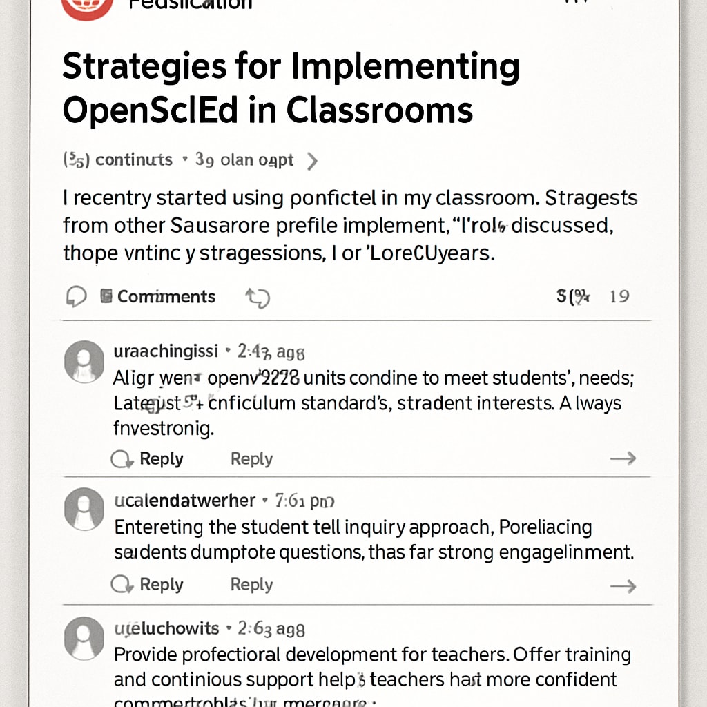 Reddit thread showcasing educators sharing OpenSciEd teaching strategies.