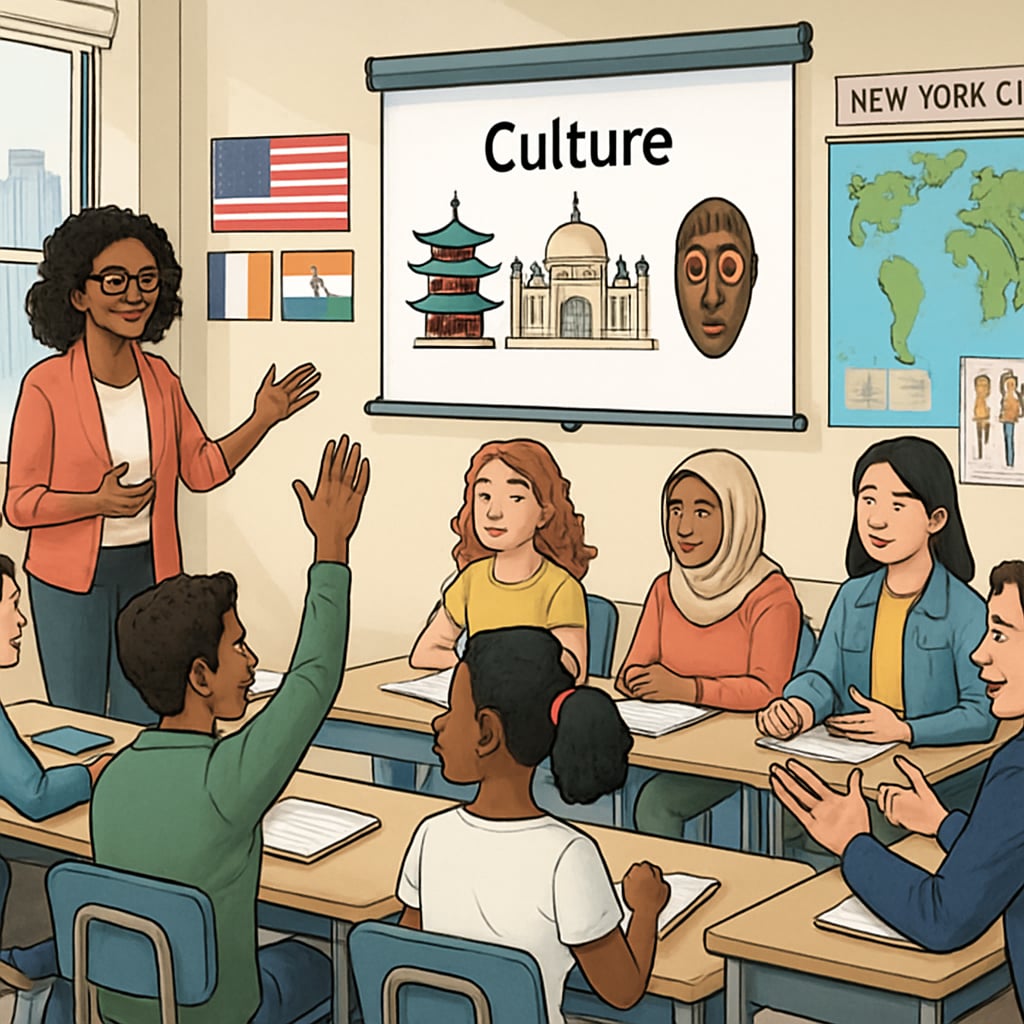 International students participating in a cultural education workshop in New York.