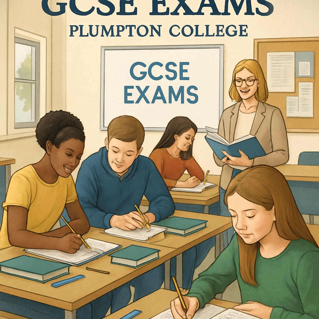 A classroom setting with students preparing for GCSE exams, emphasizing academic support at Plumpton College. Students studying for GCSE exams at Plumpton College, blending vocational and academic learning.