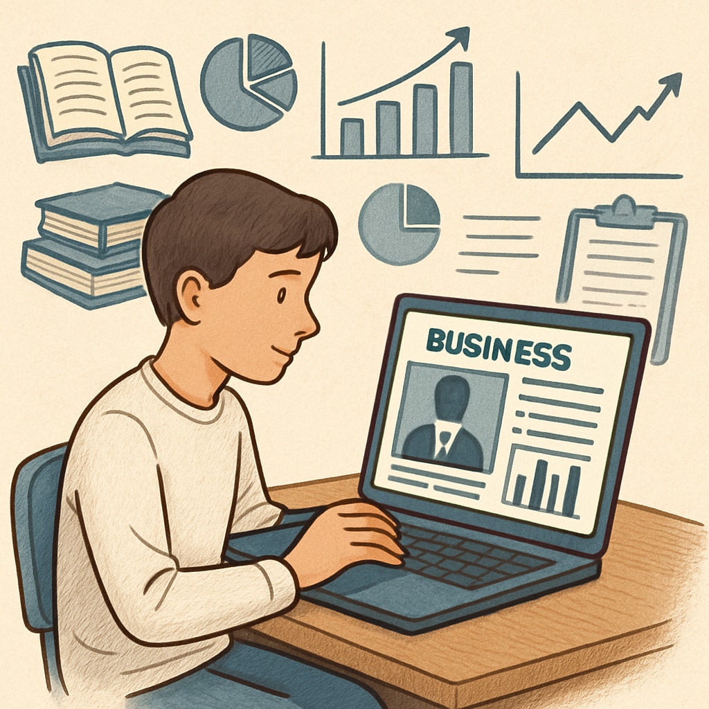 Student accessing business degree materials on an online learning platform.