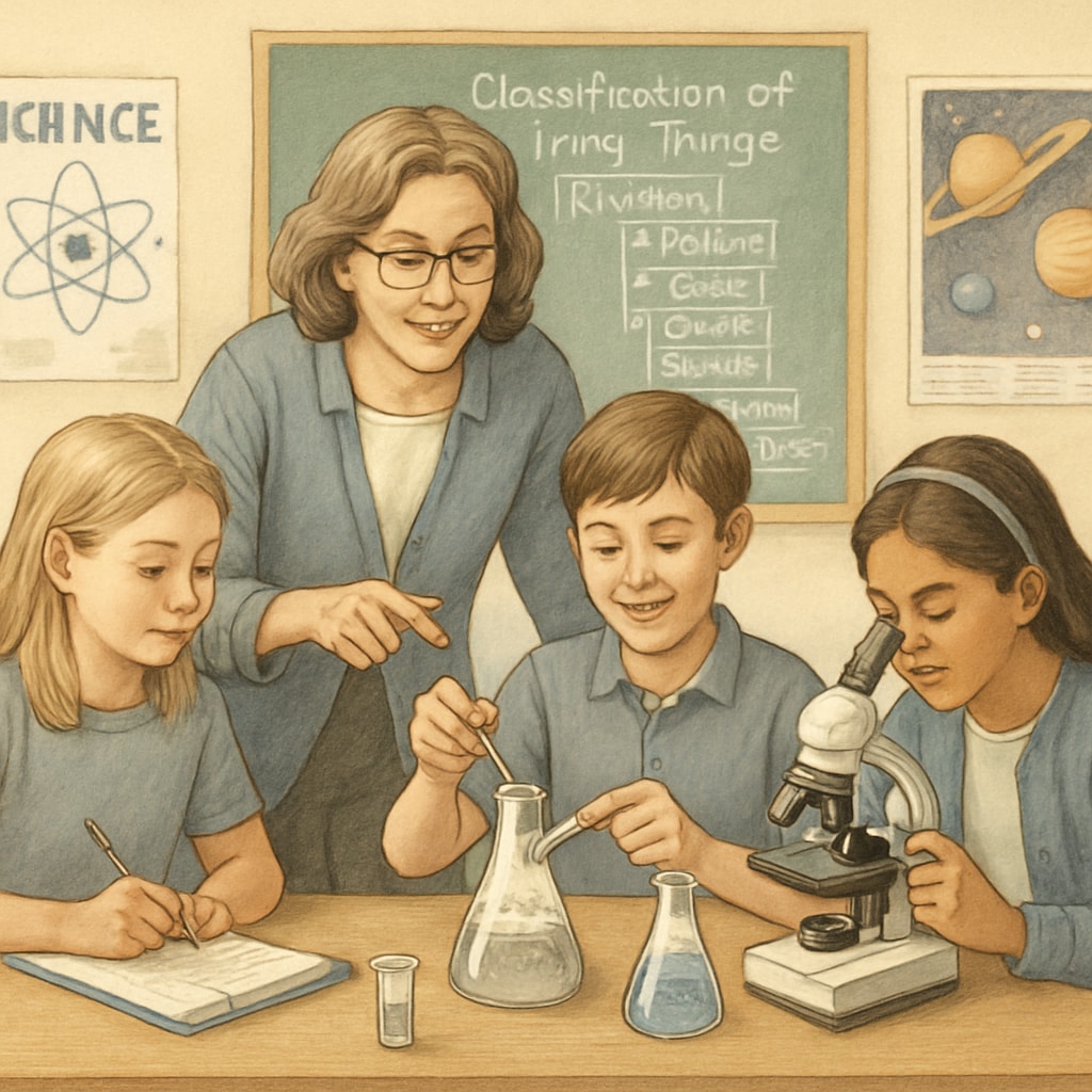 Middle school students participating in a science experiment using phenomena-based methods
