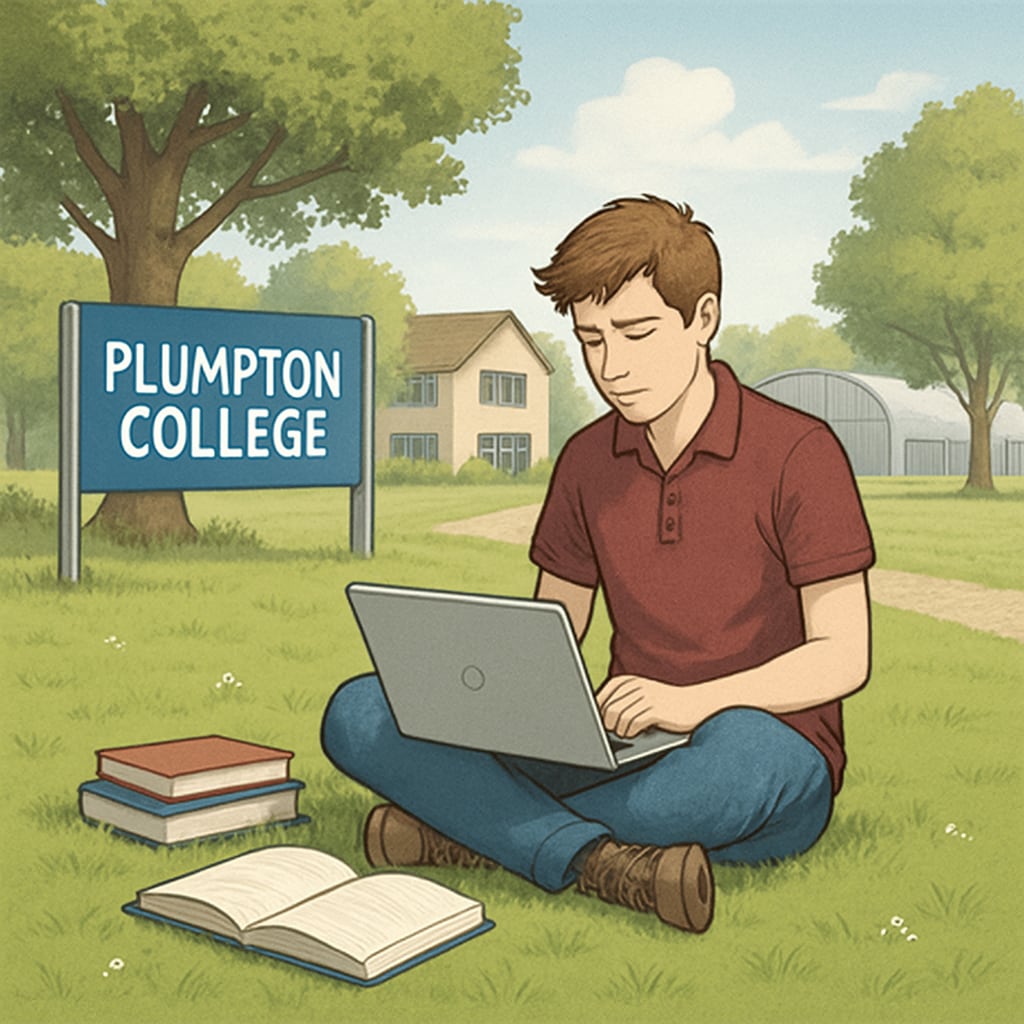 Student balancing vocational and academic learning at Plumpton College.