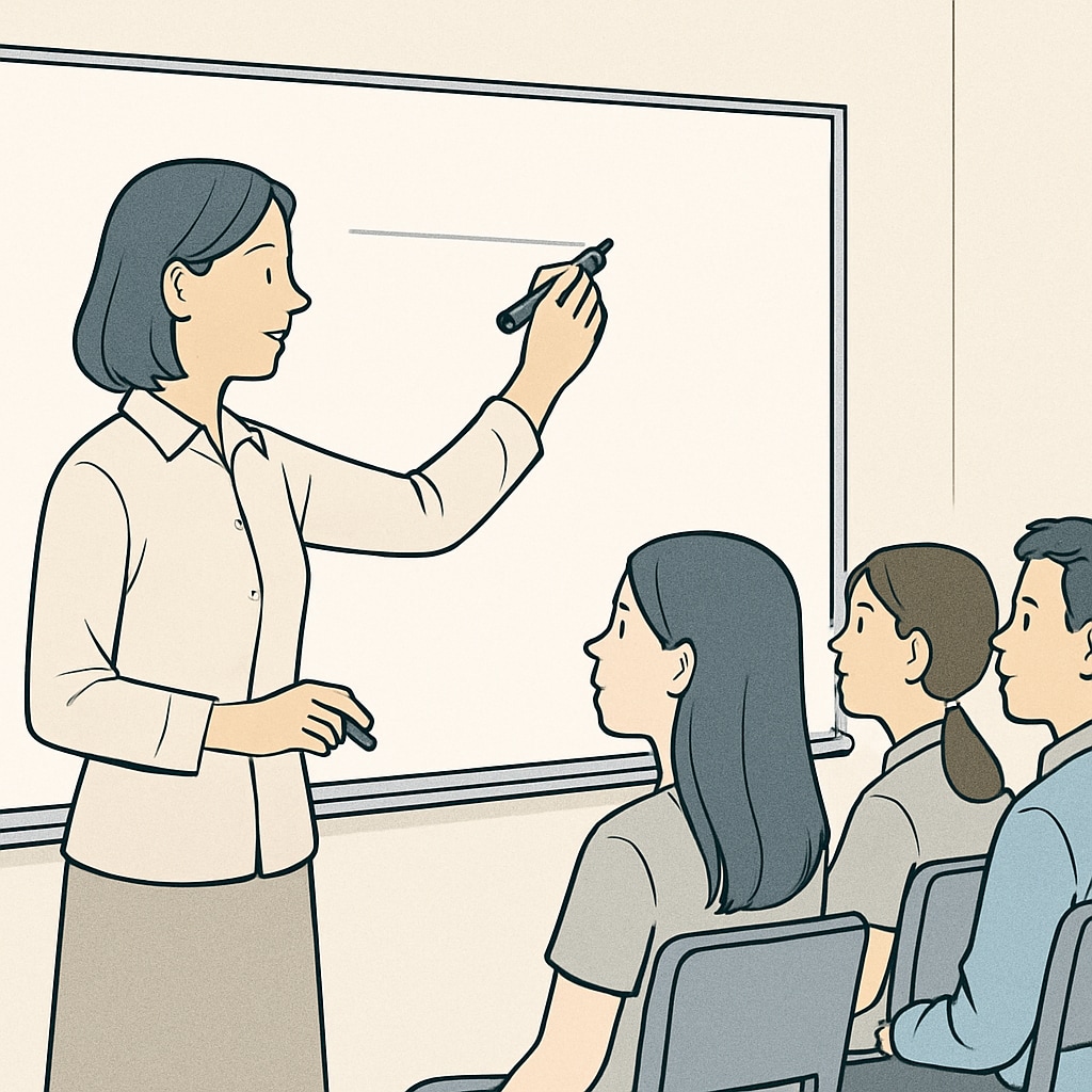 A teacher using a whiteboard to teach students, highlighting the role of school supplies.