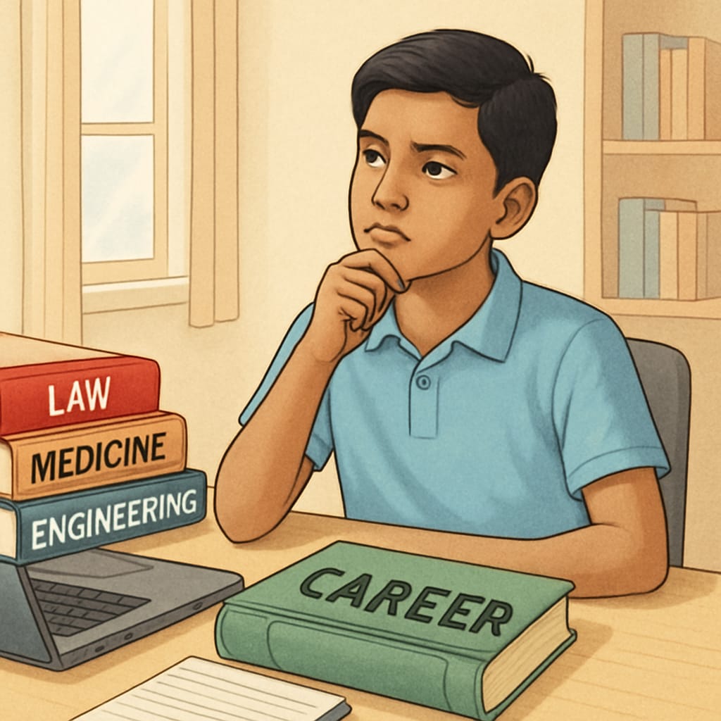 Indian student exploring academic planning, career choices, and professional uncertainty.