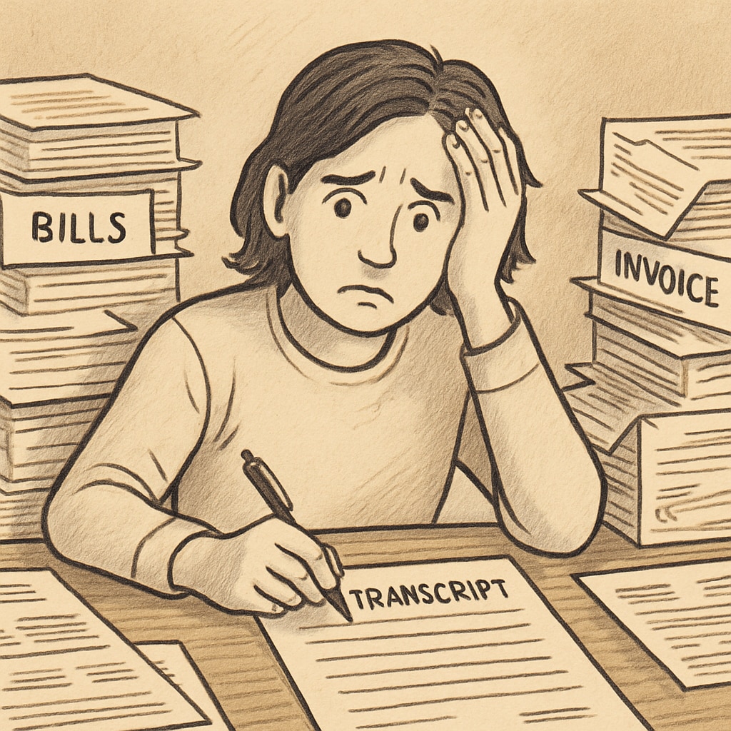 Student stressed about financial documents and transcript access