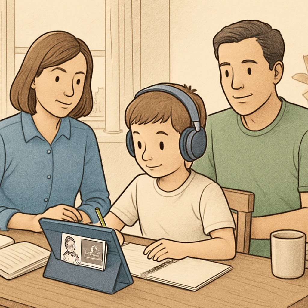 A family embracing the flexibility of online public education during daily routines.