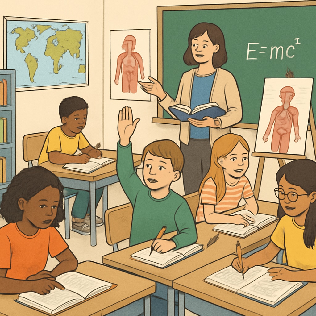 Students engaged in active learning methods to improve K12 education outcomes.