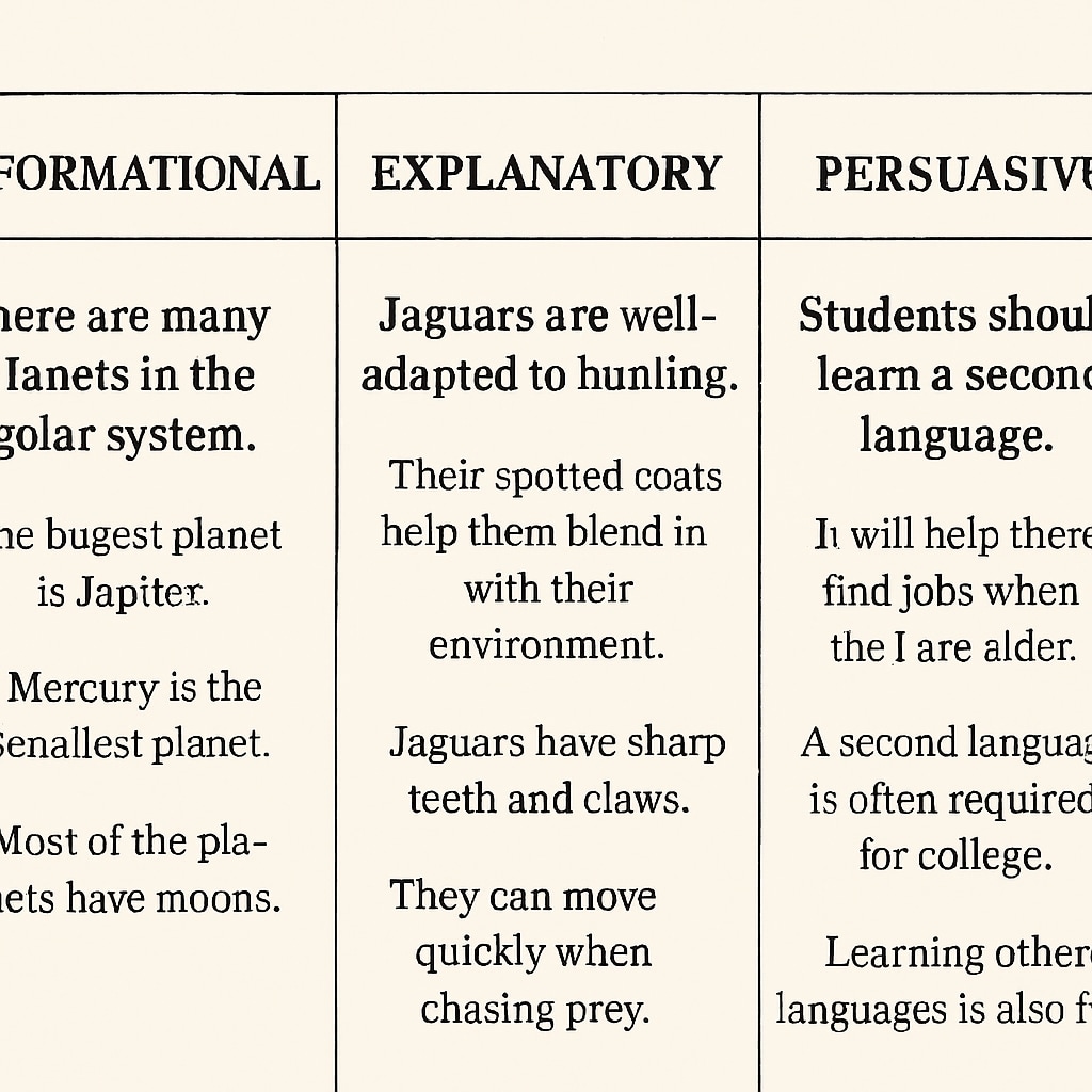 Functional Skills English text types comparison