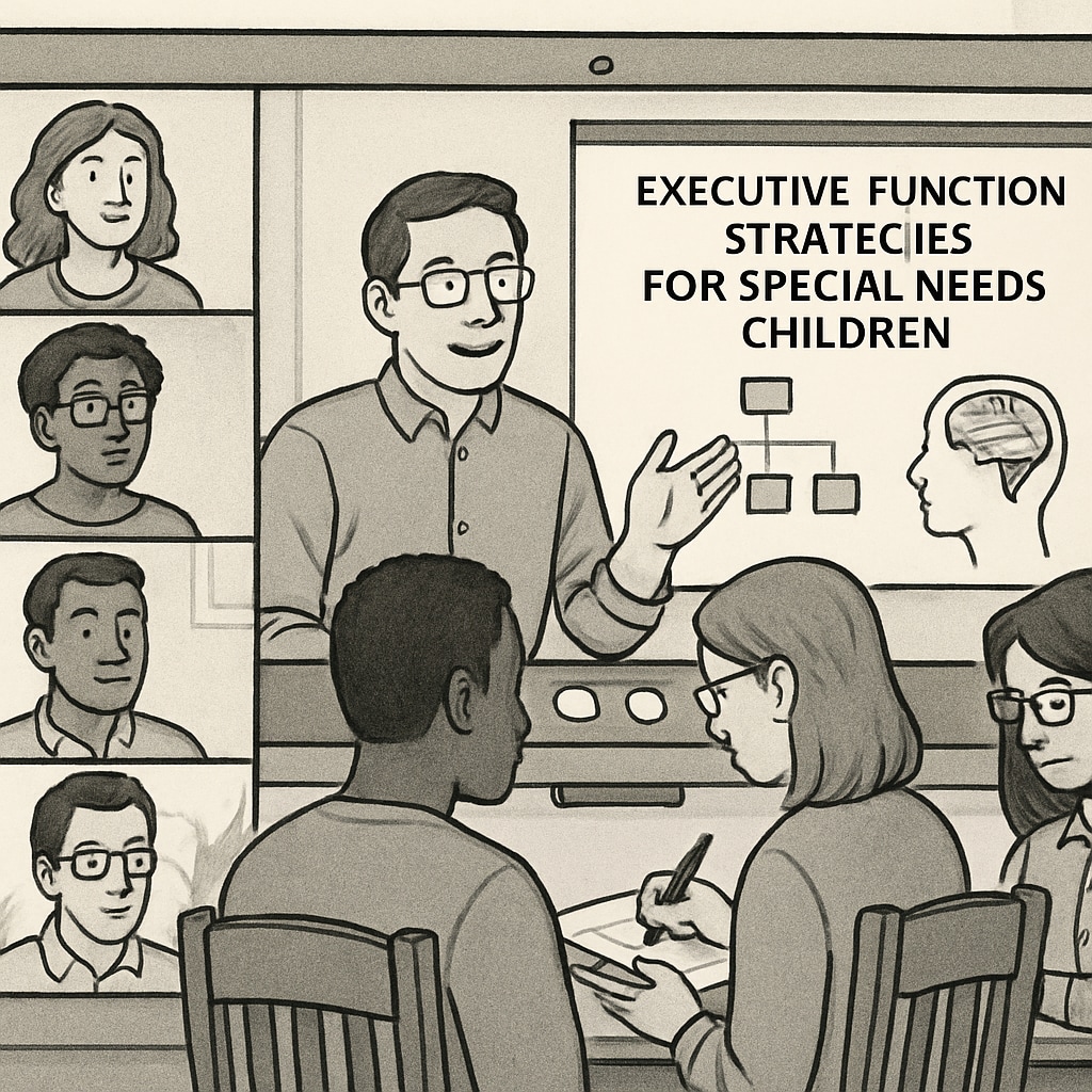 Parents and educators participating in an executive function webinar for children with ADHD and ASD.