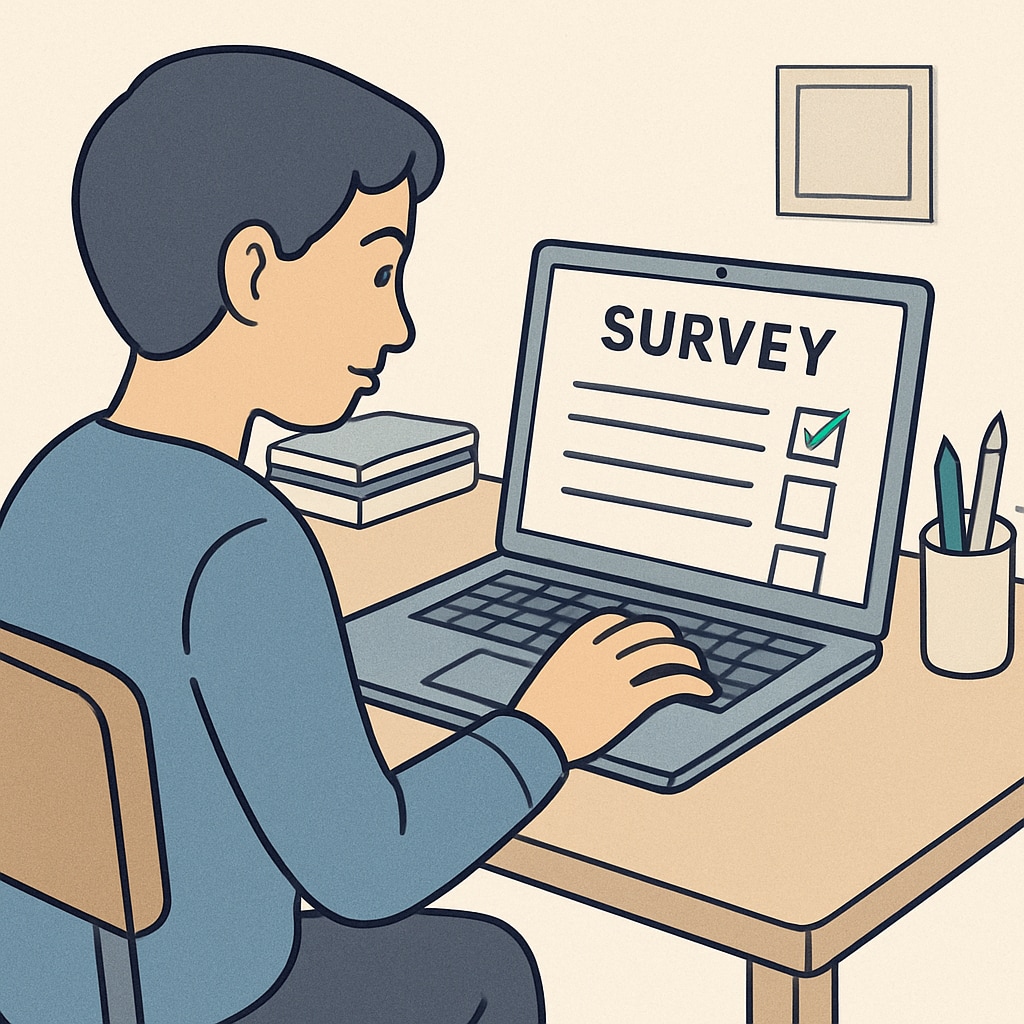 Survey form being completed on a laptop screen.